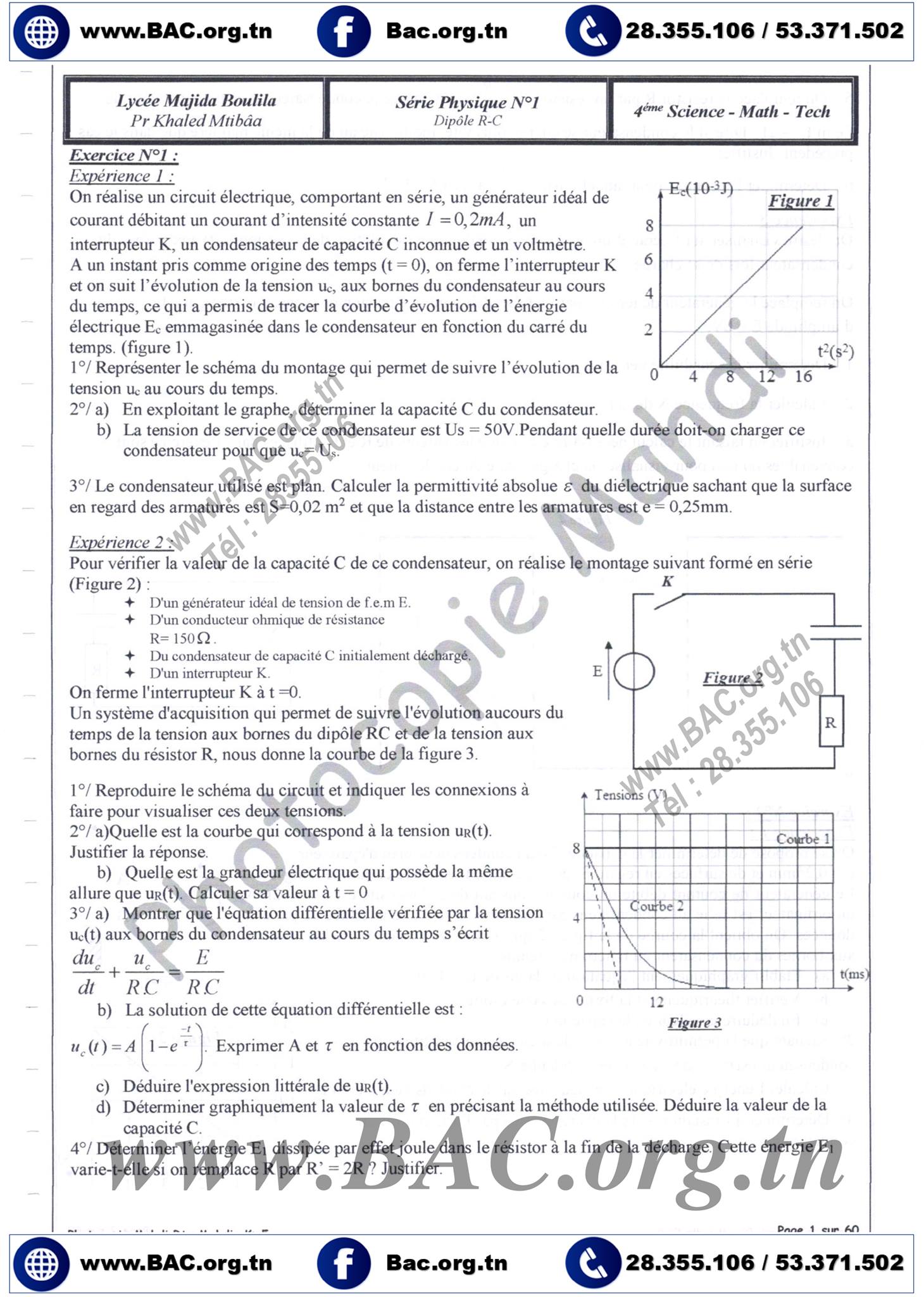 Séries Physique et chimie avec corrigées – Toute l&rsquo;année – BAC Math 2026